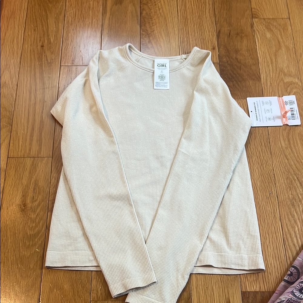 Athleta Cream Long Sleeve Tee Soft Knit